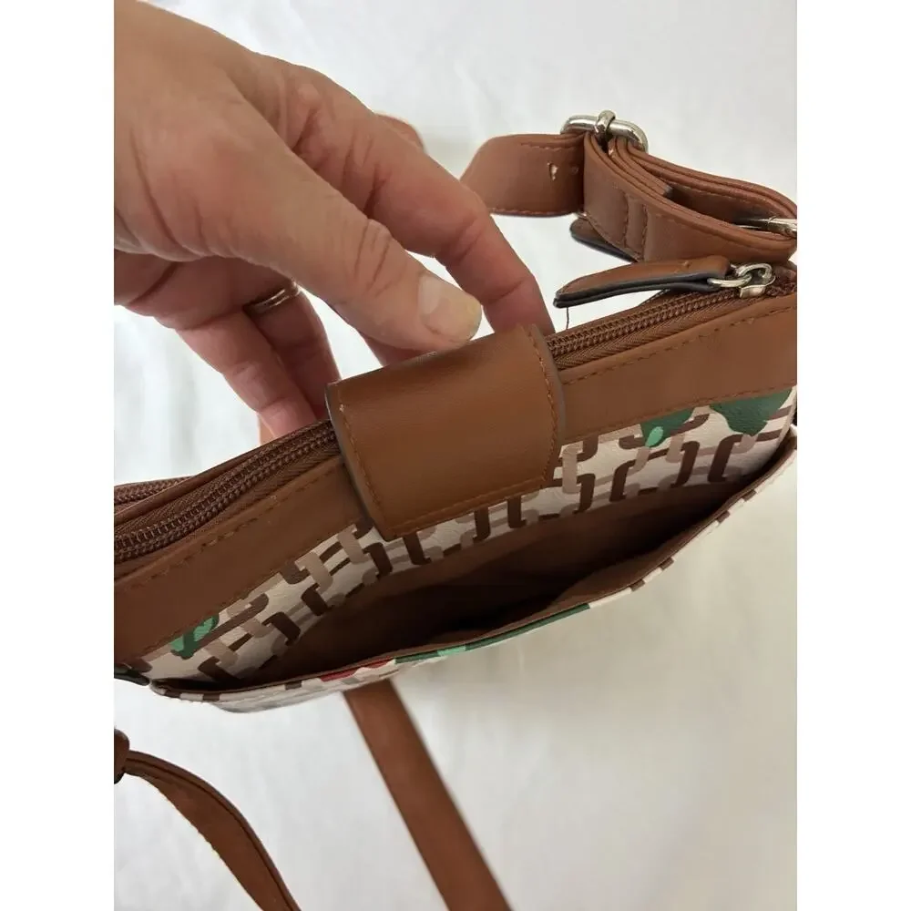 Rosetti Crossbody Handbag Women's Brown Faux Leather Shoulder Bag - EUC